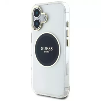 Guess IML Metal Colored Circle Classic Logo MagSafe Θήκη για iPhone 16 (Μαύρο)