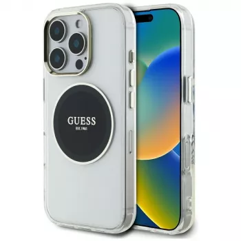 Guess IML Metal Colored Circle Classic Logo MagSafe Θήκη για iPhone 16 Pro (Μαύρο)