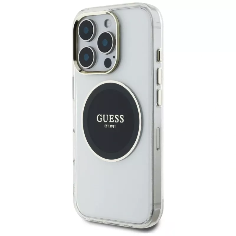 Guess IML Metal Colored Circle Classic Logo MagSafe Θήκη για iPhone 16 Pro (Μαύρο)