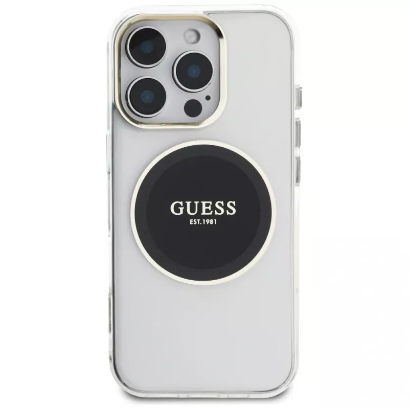 Guess IML Metal Colored Circle Classic Logo MagSafe Θήκη για iPhone 16 Pro (Μαύρο)