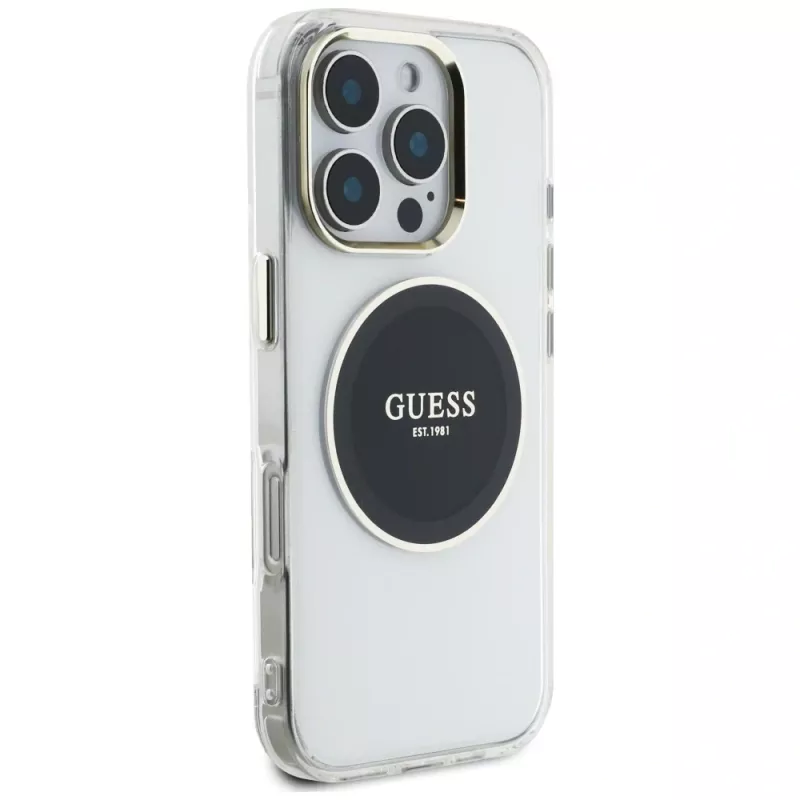 Guess IML Metal Colored Circle Classic Logo MagSafe Θήκη για iPhone 16 Pro (Μαύρο)