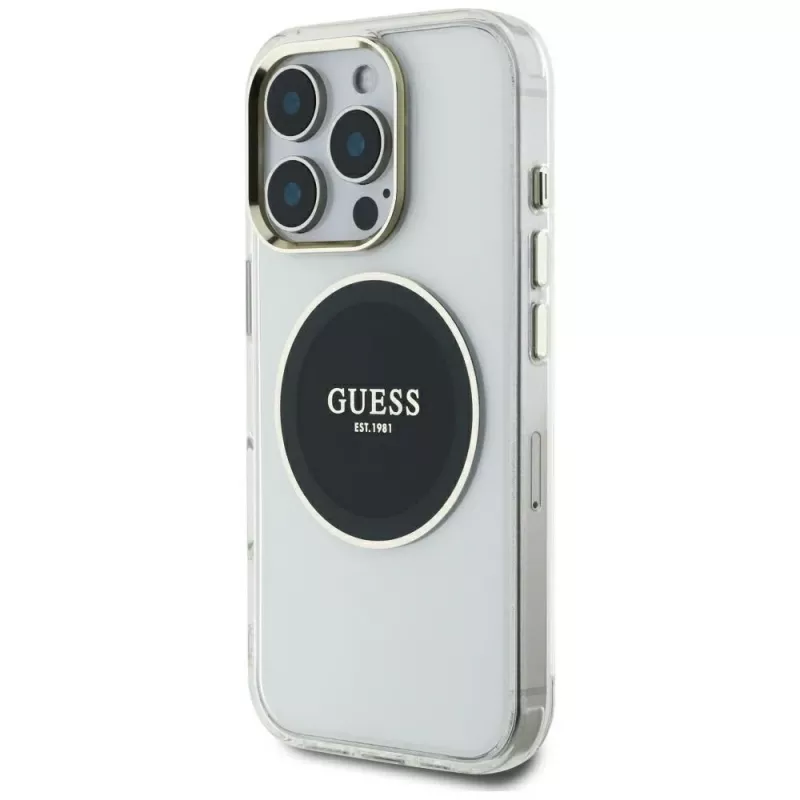 Guess IML Metal Colored Circle Classic Logo MagSafe Θήκη για iPhone 16 Pro Max (Μαύρο)