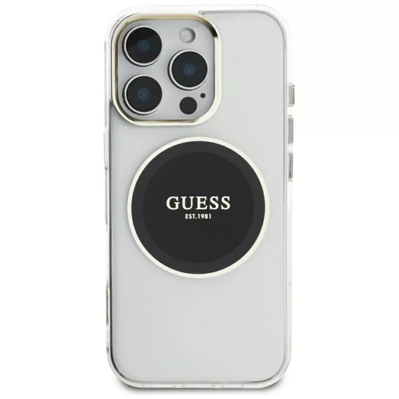 Guess IML Metal Colored Circle Classic Logo MagSafe Θήκη για iPhone 16 Pro Max (Μαύρο)