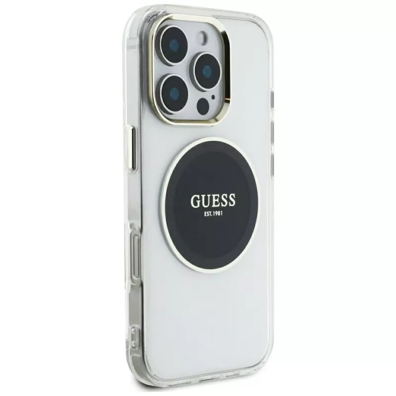 Guess IML Metal Colored Circle Classic Logo MagSafe Θήκη για iPhone 16 Pro Max (Μαύρο)