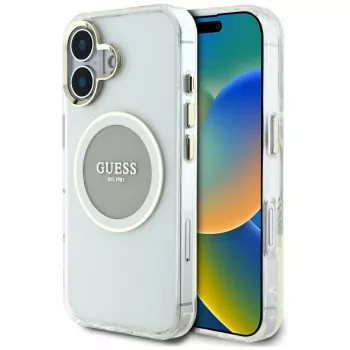 Guess IML Metal Colored Circle Classic Logo MagSafe Θήκη για iPhone 16 (Γκρι)