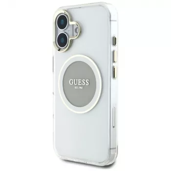 Guess IML Metal Colored Circle Classic Logo MagSafe Θήκη για iPhone 16 (Γκρι)