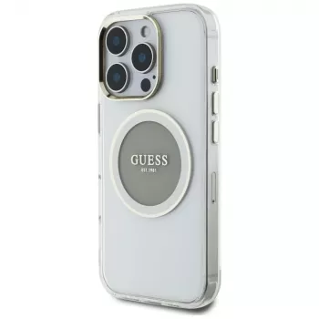Guess IML Metal Colored Circle Classic Logo MagSafe Θήκη για iPhone 16 Pro (Γκρι)
