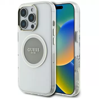 Guess IML Metal Colored Circle Classic Logo MagSafe Θήκη για iPhone 16 Pro Max (Γκρι)