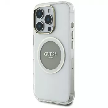Guess IML Metal Colored Circle Classic Logo MagSafe Θήκη για iPhone 16 Pro Max (Γκρι)