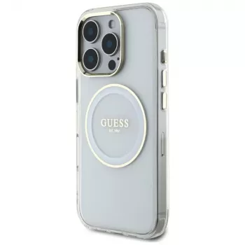 Guess IML Metal Colored Circle Classic Logo MagSafe Θήκη για iPhone 16 Pro (Λευκό)