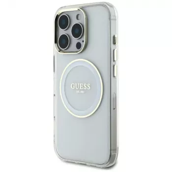 Guess IML Metal Colored Circle Classic Logo MagSafe Θήκη για iPhone 16 Pro Max (Λευκό)