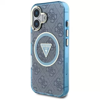 Guess IML Metal Glitter 4G Circle Triangle MagSafe Θήκη για iPhone 16 (Μπλε)