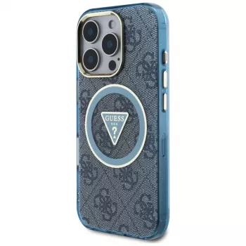 Guess IML Metal Glitter 4G Circle Triangle MagSafe Θήκη για iPhone 16 Pro (Μπλε)