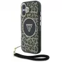 Guess HC IML Leopard Triangle Θήκη για iPhone 16 με κορδόνι, Καφέ, MagSafe
