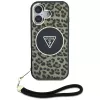 Guess HC IML Leopard Triangle Θήκη για iPhone 16 με κορδόνι, Καφέ, MagSafe