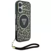 Guess HC IML Leopard Triangle Θήκη για iPhone 16 με κορδόνι, Καφέ, MagSafe