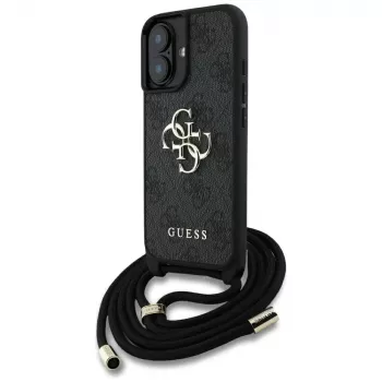 Guess 4G Big Logo Cord Strap Crossbody Θήκη για iPhone 16, Μαύρο