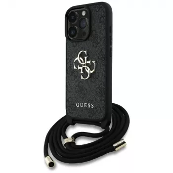 Guess 4G Big Logo Cord Strap Crossbody Θήκη για iPhone 16 Pro (Μαύρο)