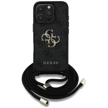 Guess 4G Big Logo Cord Strap Crossbody Θήκη για iPhone 16 Pro (Μαύρο)