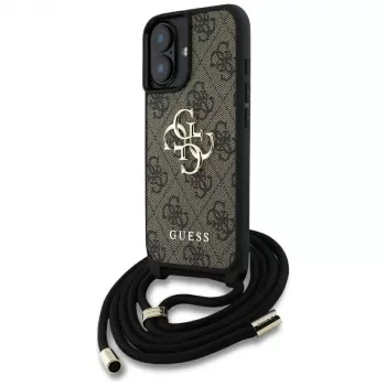 Guess 4G Big Logo Cord Strap Crossbody Θήκη για iPhone 16 Καφέ