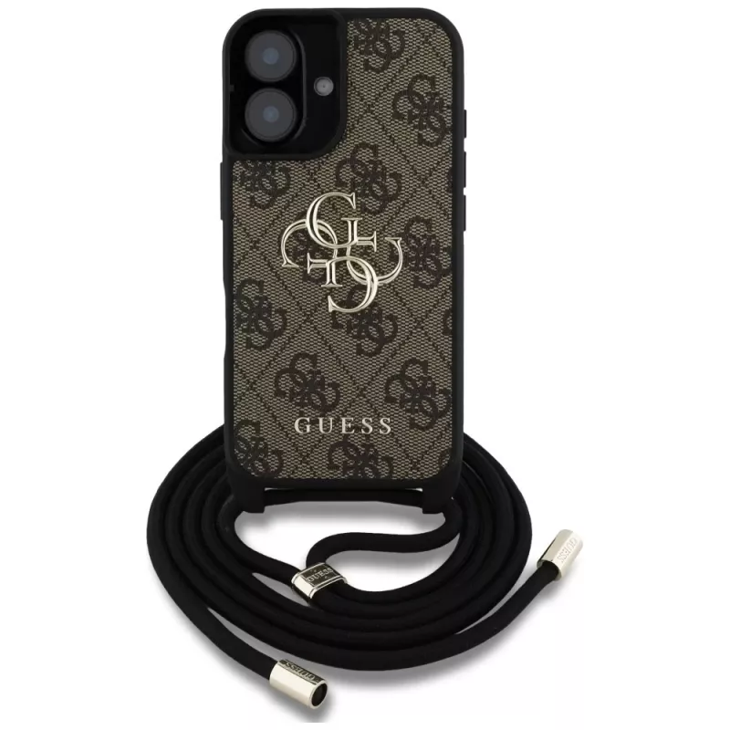 Guess 4G Big Logo Cord Strap Crossbody Θήκη για iPhone 16 Καφέ