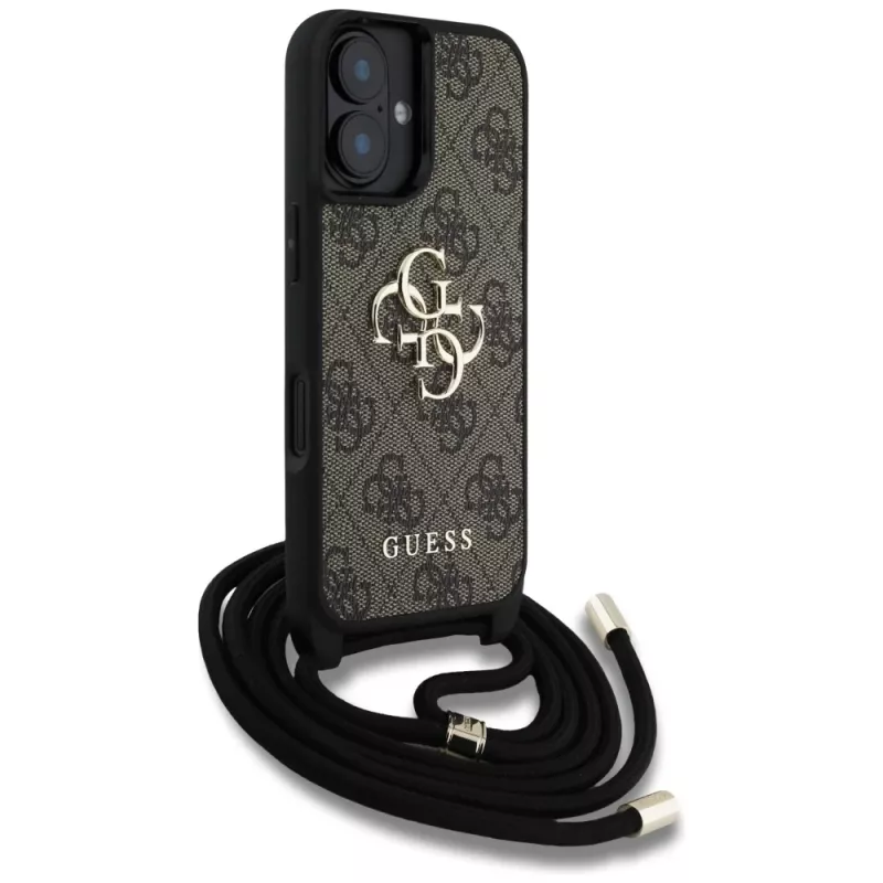 Guess 4G Big Logo Cord Strap Crossbody Θήκη για iPhone 16 Καφέ