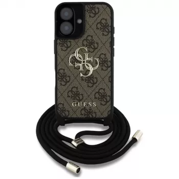 Guess 4G Big Logo Cord Strap Crossbody Θήκη για iPhone 16 Plus - Καφέ