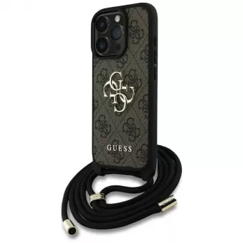 Guess 4G Big Logo Cord Strap Crossbody Θήκη για Apple iPhone 16 Pro - Καφέ
