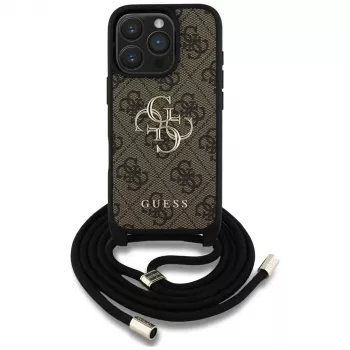 Guess 4G Big Logo Cord Strap Crossbody Θήκη για Apple iPhone 16 Pro - Καφέ