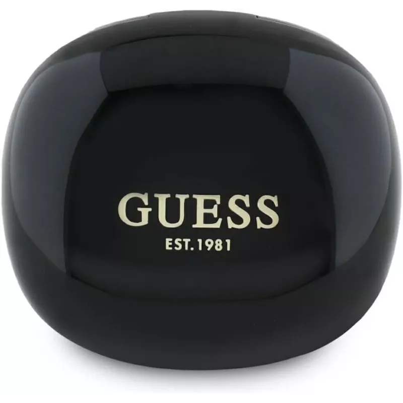 Guess Flat Classic Logo Electroplated TWS Ακουστικά με Θήκη φόρτισης (Μαύρο)