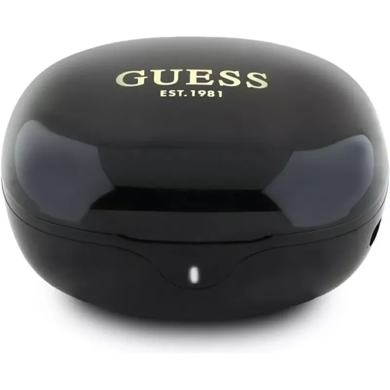 Guess Flat Classic Logo Electroplated TWS Ακουστικά με Θήκη φόρτισης (Μαύρο)