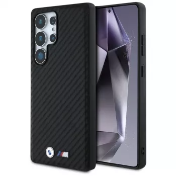 BMW Leather Carbon MagSafe Θήκη για Samsung Galaxy S25 Ultra Μαύρο