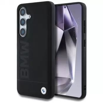 BMW Leather Big Wordmark Θήκη για Samsung Galaxy S25+ Μαύρο