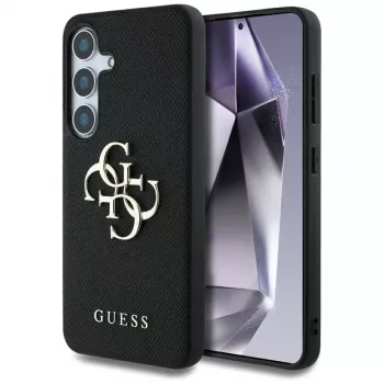 Guess Grained Big 4G Logo Small Classic Logo Πίσω Κάλυμμα για Samsung Galaxy S25, Μαύρο