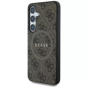 Guess Leather 4G Colored Ring Classic Logo MagSafe Θήκη για Samsung Galaxy S25 (Καφέ)