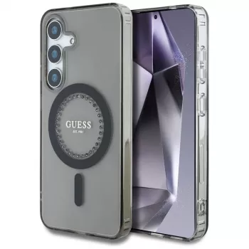 Guess Rhinestones Printed Classic Logo MagSafe Θήκη για Samsung Galaxy S25 (Μαύρο)