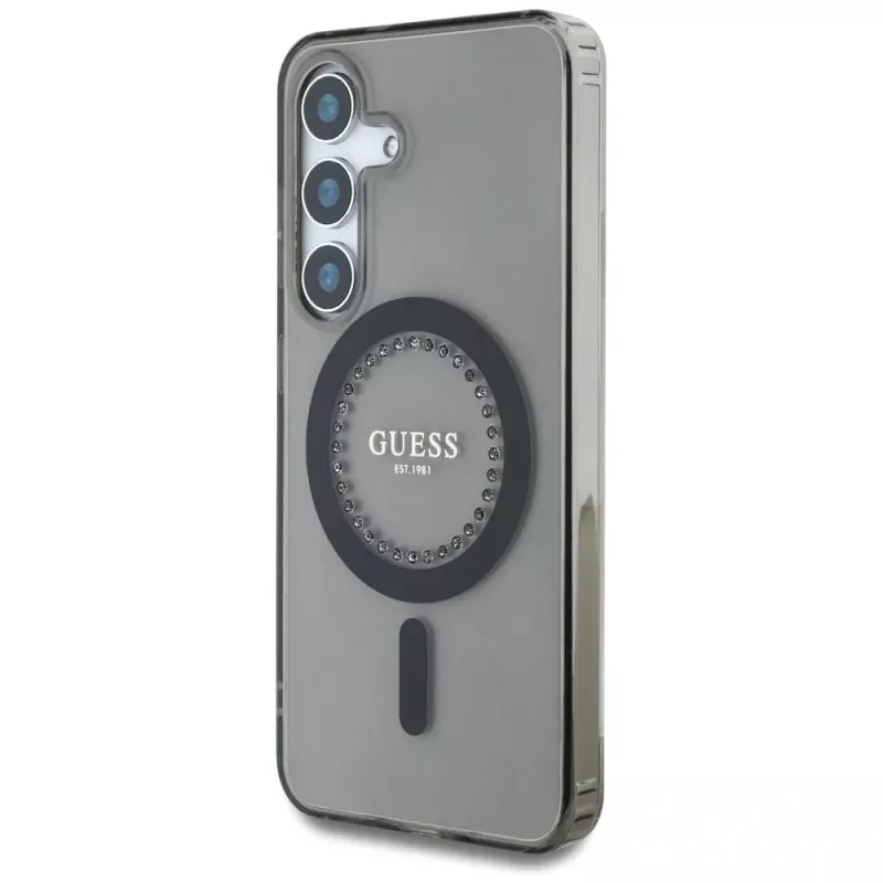 Guess Rhinestones Printed Classic Logo MagSafe Θήκη για Samsung Galaxy S25 (Μαύρο)