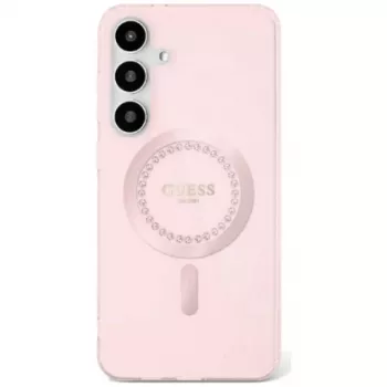 Guess Rhinestones Printed Classic Logo MagSafe Θήκη για Samsung Galaxy S25 (Ροζ)