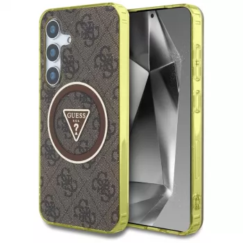 Guess 4G Glitter Triangle Buttons MagSafe Θήκη για Samsung Galaxy S25 (Καφέ)