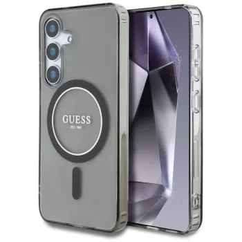 Guess Glitter Circle Classic Logo MagSafe Θήκη για Samsung Galaxy S25 Μαύρο