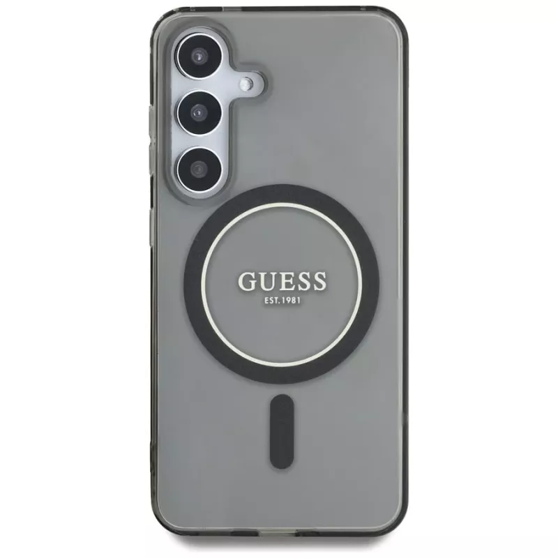 Guess Glitter Circle Classic Logo MagSafe Θήκη για Samsung Galaxy S25 Μαύρο