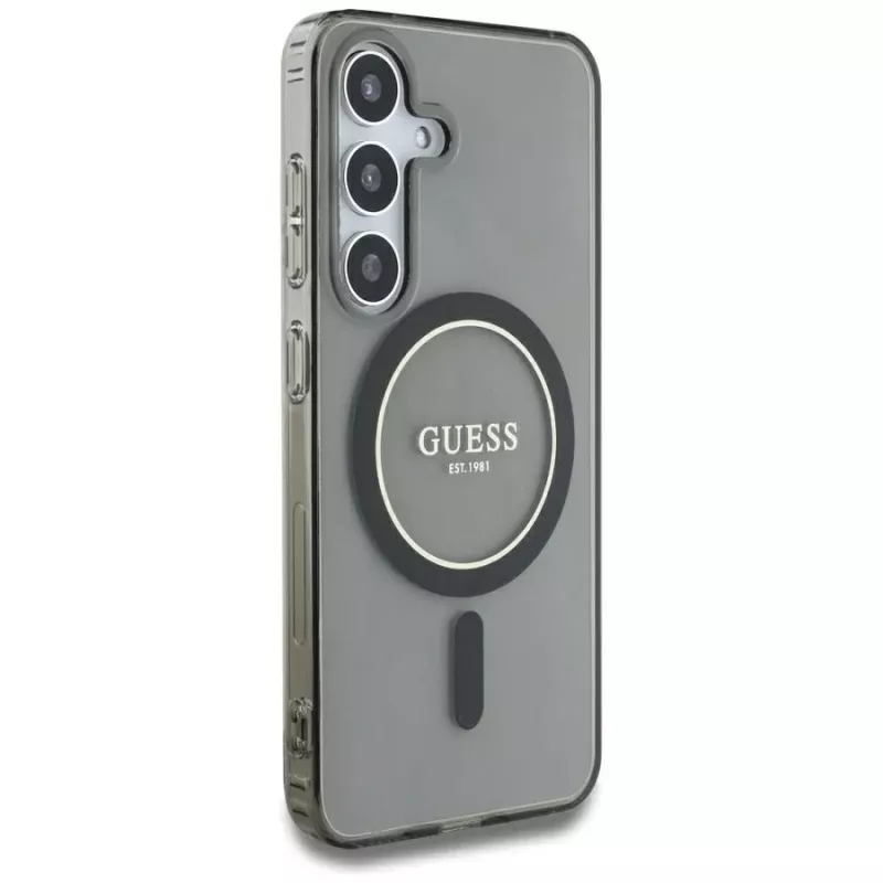 Guess Glitter Circle Classic Logo MagSafe Θήκη για Samsung Galaxy S25 Μαύρο