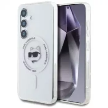 Karl Lagerfeld Button Choupette Head Printed Logo MagSafe Θήκη για Samsung Galaxy S25 Λευκό