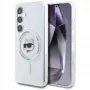 Karl Lagerfeld Button Choupette Head Printed Logo MagSafe Θήκη για Samsung Galaxy S25 Λευκό