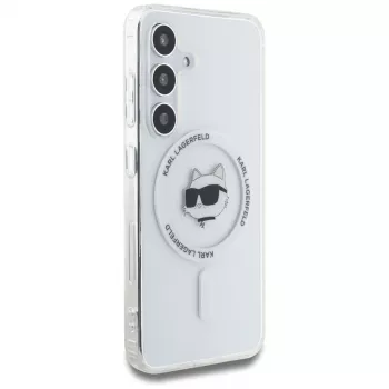 Karl Lagerfeld Button Choupette Head Printed Logo MagSafe Θήκη για Samsung Galaxy S25 Λευκό