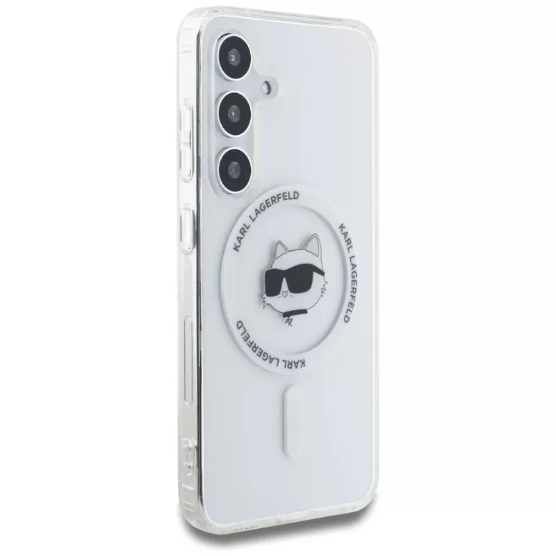 Karl Lagerfeld Button Choupette Head Printed Logo MagSafe Θήκη για Samsung Galaxy S25 Λευκό