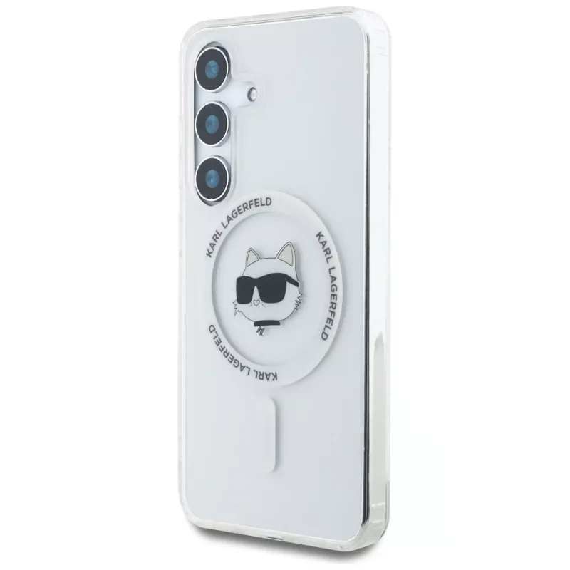 Karl Lagerfeld Button Choupette Head Printed Logo MagSafe Θήκη για Samsung Galaxy S25 Λευκό
