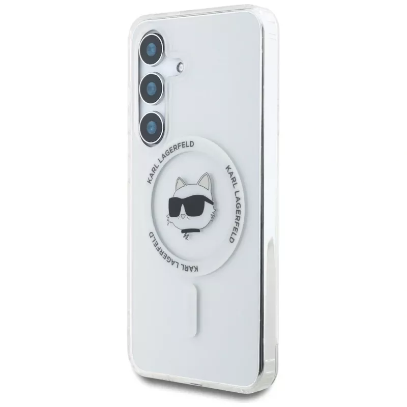 Karl Lagerfeld Button Choupette Head Printed Logo MagSafe Θήκη για Samsung Galaxy S25+ Λευκό