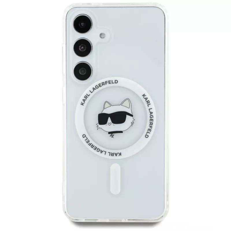 Karl Lagerfeld Button Choupette Head Printed Logo MagSafe Θήκη για Samsung Galaxy S25+ Λευκό