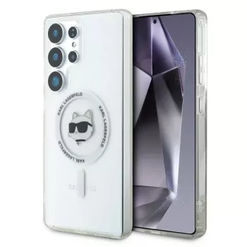 Karl Lagerfeld Button Choupette Head Printed Logo MagSafe Θήκη για Samsung Galaxy S25 Ultra Λευκό